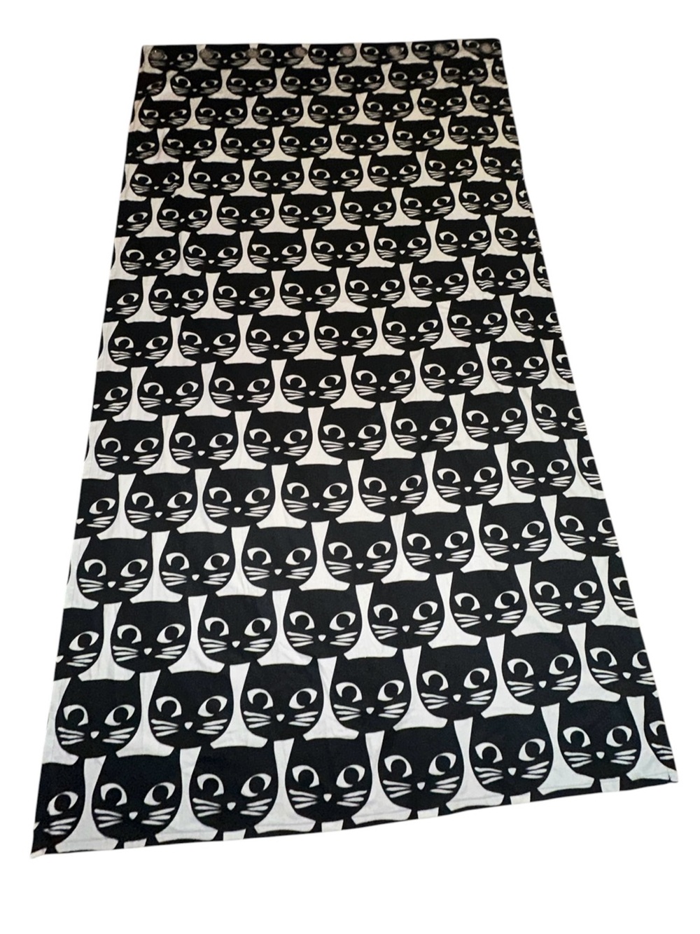 1 IKEA MATTRAM Black and White Cat Curtain Panel MCM Atomic Style 57"x98"